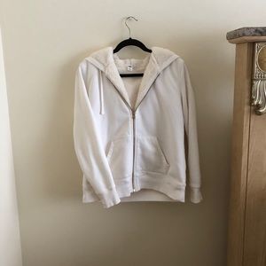 Old Navy White Sherpa-Lined Zip Up